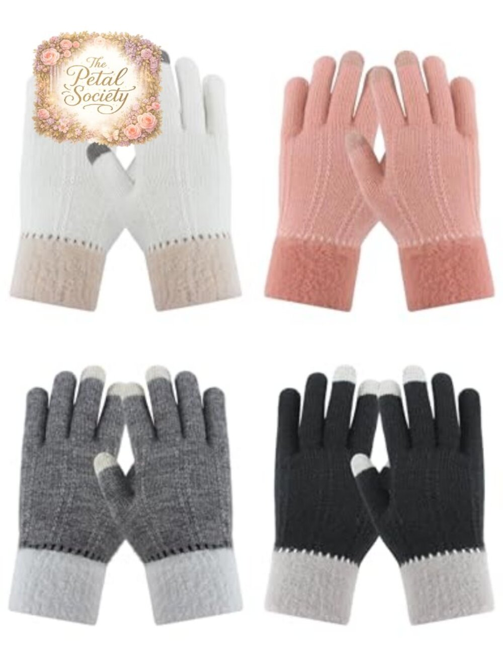 Womens Warm Fleece Lined Knit Winter Gloves Touchscreen Texting 4 Pairs